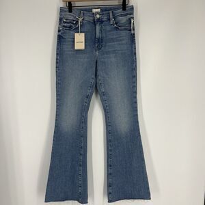 Mother Jeans Size 28 The Weekender Fray Blue Punk Charming Stretch Flare Denim